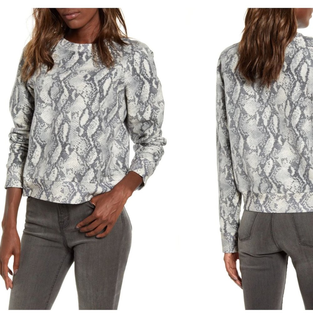 NWT Paige DAYTONA Sweatshirt sz XS Roccia Python Black Cream!